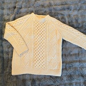 Vintage Cream Wool Fisherman Sweater